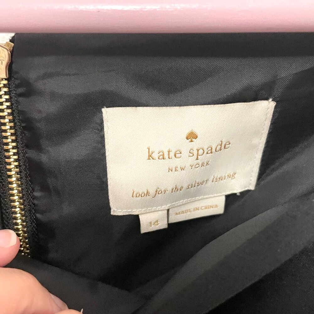 Kate Spade Lace Panel Fit and Flare Dress 14 Black Bateau Neck Sleeveless - Picture 3 of 6